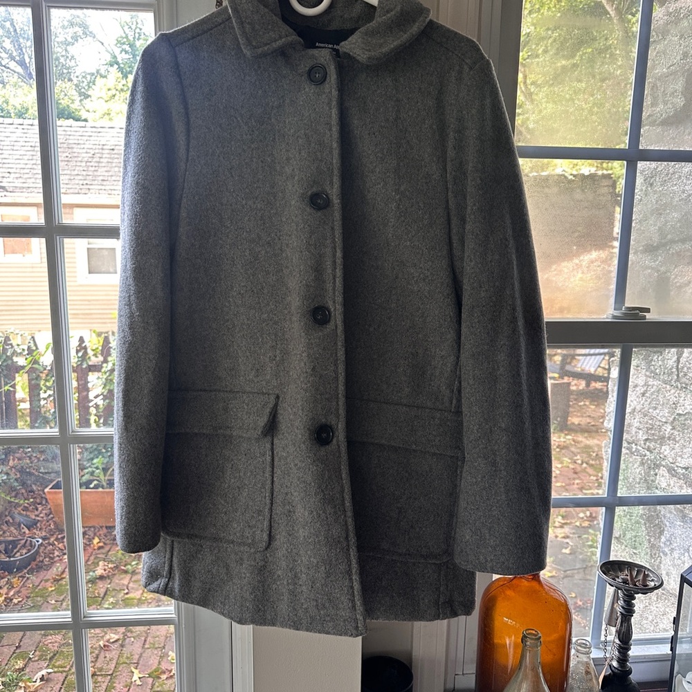 American Apparel Gray Wool Blend Peacoat